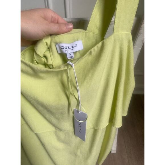 NWT‎ Gilli Squareneck Yellow Green Flowy Tank Size 1X - Picture 2 of 6